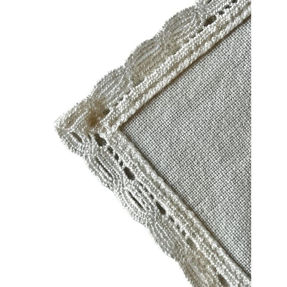 Hand-Embroidered Easter Tablecloth Topper Lace Trim Eggs Daffodils Holidays - Picture 2 of 7